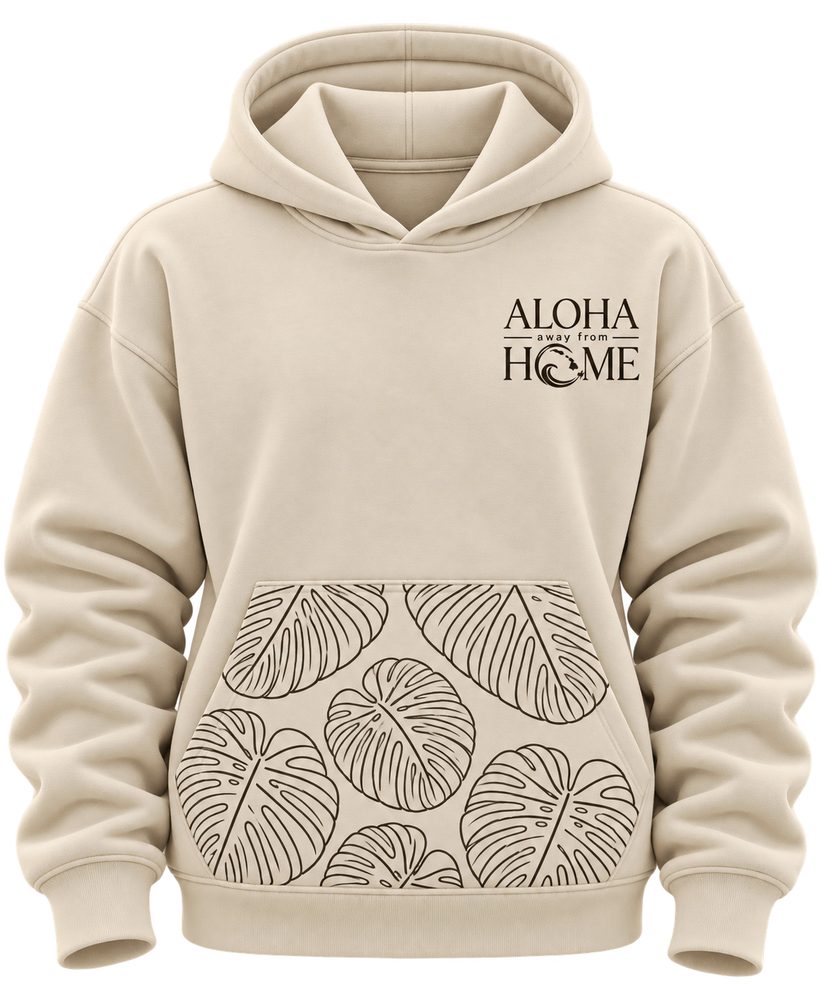 Cozy Heavyweight Monstera Hoodie in sand